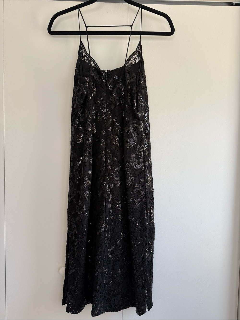 H&M Black Sequin Lace Slip Dress Size 6 - Picture 3 of 5